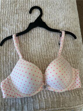 Victoria Secret White & Pink Polka Dot Padded lift Bra - Women Intimates
